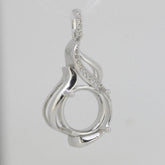 Sterling Silver Semi Mount Pendants Setting Round RD 9x9mm Topaz Accent P011 - Syzjewelry